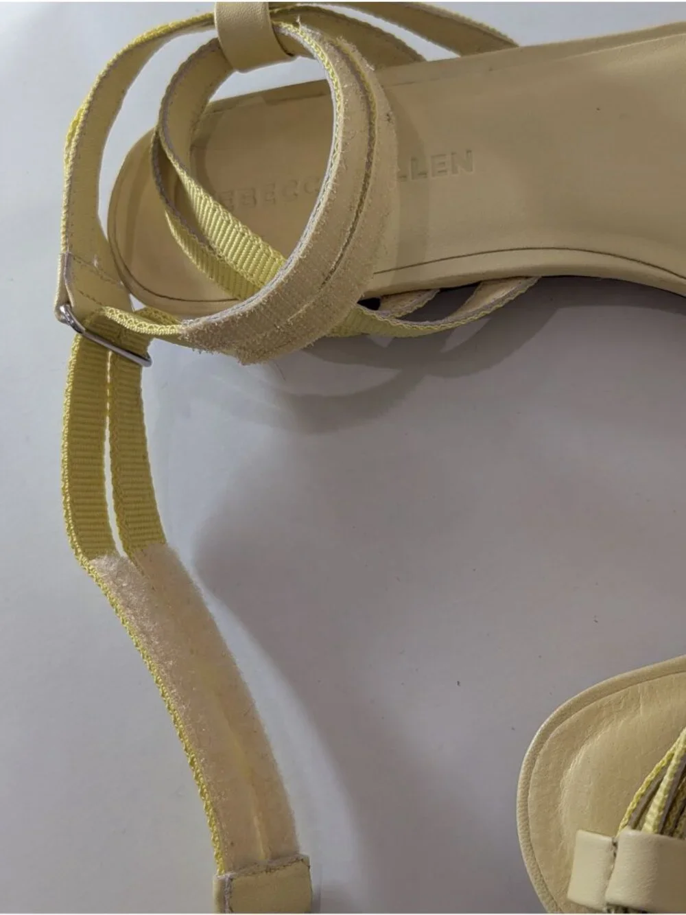 NEW Rebecca Allen Yellow Strappy Flat Leather Sandals, Size 6.5